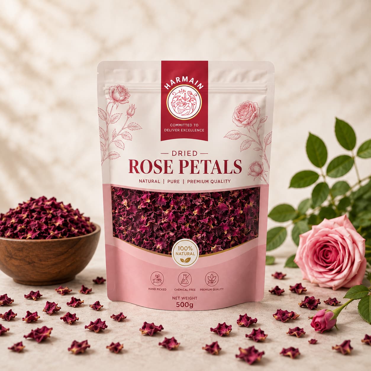 Dried Red Rose Petals 500g Pouch